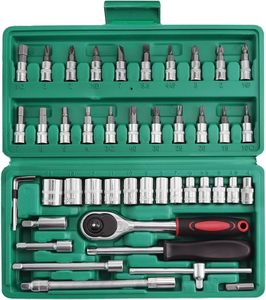 Jeu de clés à cliquet en acier inoxydable 46 pièces, kit d'outils de réparation automobile multifonctionnel, outil combiné personnalisable OEM - Product Image 1