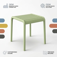 Table d'appoint carrée empilable en plastique PP avec plateau à lattes, colorée, pour extérieur, intérieur, camping, pique-nique, patio, jardin, bistrot - Vente en gros
