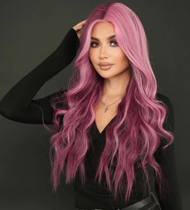 Perruque Lace Front en Cheveux Naturels Vietnamiens, Vente en Gros Usine, 28 Pouces, Longue Ondulée Violette pour Femmes - Product Image 2