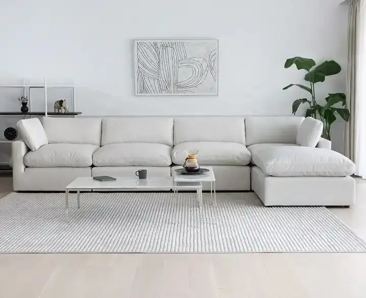 Combinaison de meubles de salon multifonctionnels de style moderne Canapé en cuir en forme de L avec fonction de massage Pieds de canapé en bois