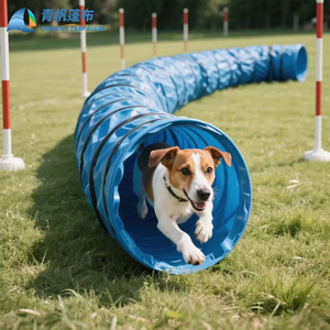 <span class=keywords><strong>Tunnel</strong></span> d'agilité pour chien en bâche tissée en tricot lourd de 600 mm x 5 m, enduite de PVC, imperméable, coupe-vent, anti-moisissure, pour utilisation en extérieur - Product Image 1