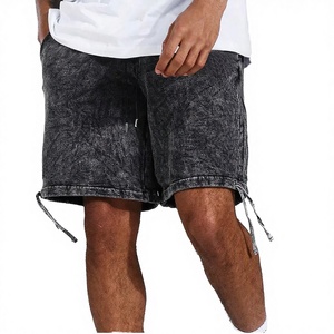 Custom logo Washed Raw Hem Denim Shorts <b>Men</b> Casual 14oz Cotton Denim <b>Jean</b> Baggy Jorts <b>Men</b> Rhinestones <b>Jean</b> Short for <b>Men</b> - Product Image 2