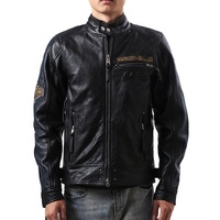 Jaket Kulit Sapi Asli Bordir Elang untuk Pria, Model Motor, Musim Gugur-Dingin, Ukuran Besar, Grosir Kustom
