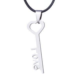 Collar con Colgante de Letra LOVE en Cadena de Cuerda Plateada de Acero Inoxidable Clásico de Moda ZRM, Joyería con Dije para Parejas - Product Image 3