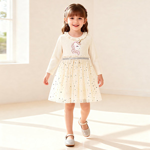 Robe de princesse à manches longues pour petites filles, imprimé dessin animé, automne, style chic européen-américain, jupe en tulle pour bébé - Product Image 4