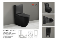 Articles sanitaires modernes à bas prix Cuvette de toilette en céramique deux pièces noire mate au sol Wc de salle de bains Toilette noire