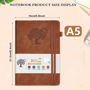 A5 Vegan Leather Hardcover Notebook-Plain Executive <b>Journal</b> Tree Life Design Pen Holder Dual Elastic Closure 200 - Product Image 2