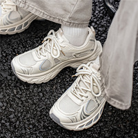 Chaussures montantes pour hommes style Dad - Modèle été 2026 - Tige en maille respirante à motif géométrique - Chaussures de sport décontractées de luxe