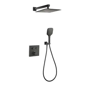 Factory Hot Sale Matte Black Thermostatic Bath Shower Head And Taps Stainless Steel Shower Head