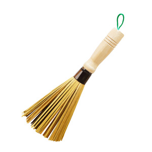 Bamboo Pot <b>Brush</b> Round Kitchen Cleaning <b>Brush</b> Bamboo Green Strip Form - Product Image 3