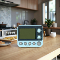 ABS Alarm Timer Digital 2 saluran, Timer Digital 2 saluran, bertenaga baterai bahan plastik logam untuk penggunaan rumah tangga, aplikasi dapur