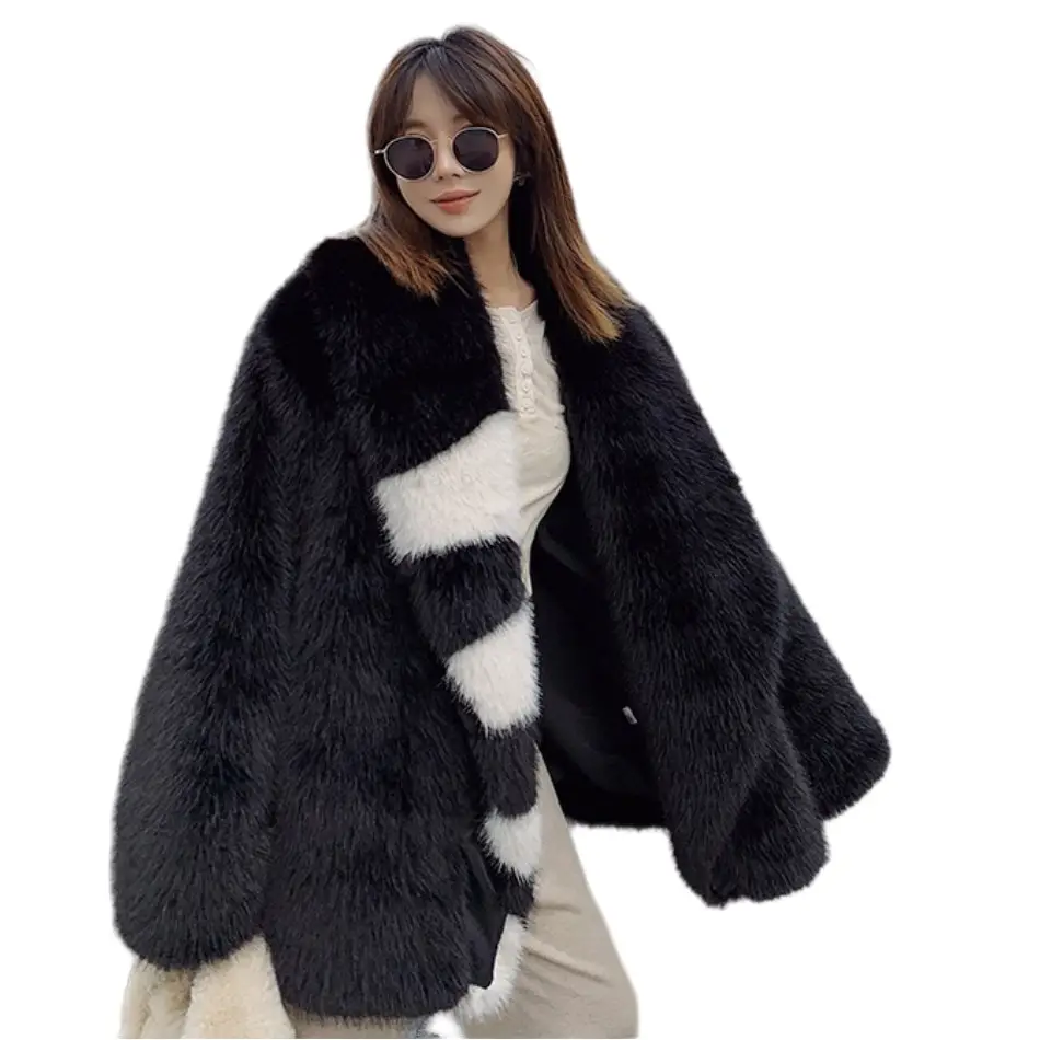 custom design streetwear dyed fake fur lined winter mink jackets big collar faux fur coats wholesale from china