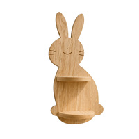 Étagère murale en bois en forme de lapin, organisateur flottant à deux niveaux pour chambre d'enfant, chambre à coucher, salle de jeux, décoration intérieure et rangement