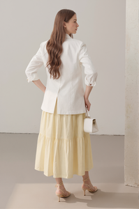 Hanruisi Blazer blanc femme Double boutonnage revers Chic <span class=keywords><strong>veste</strong></span> décontractée léger bureau sur taille femme élégant <span class=keywords><strong>costume</strong></span> <span class=keywords><strong>manteau</strong></span> - Product Image 3