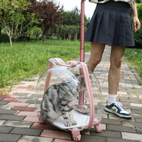 Prix de gros Durable Portable Wheeled Pet Carrier Case Avec Poignée Pliable pour Moyen Chien Chat Aéroport Voyage Vétérinaire Visite