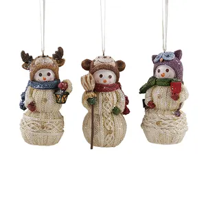 Christmas decoration home tabletop decoration shopping mall holiday decoration resin snowman ski sled children hanging parts