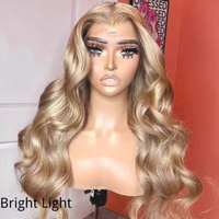 Perruque 13x4 HD transparente, cheveux vierges alignés, blond miel, ondulée, haute qualité