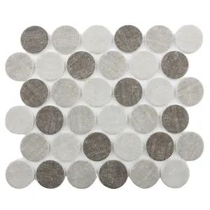 48 мм пользовательская струйная печать настенная стеклянная Пенни Круглая мозаичная плитка