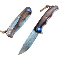 Couteau pliant de poche en acier Damas VG10, couteau de camping multifonctionnel, couteau à fruits sans manche, boîte cadeau