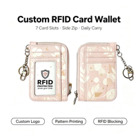 Individuell Bedruckte Seitenreißverschluss-Kartenbörse Carteras Para Mujer One Benutzerdefiniertes Logo Mini-Reißverschluss-Geldbörse mit Schlüsselanhänger für Dates und Alltag
