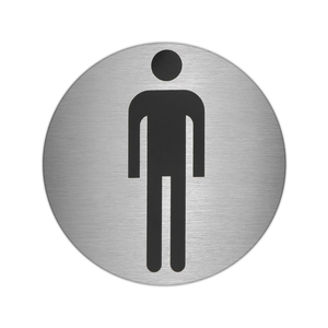 Piastra Adesiva per Bagno in Acciaio Inox con Scritta 'Man' Ø/ 7 cm. - Product Image 1