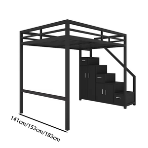 Letto <span class=keywords><strong>a</strong></span> <span class=keywords><strong>Soppalco</strong></span> Moderno con Design di Scale in Legno, Adatto per Letto Singolo, Matrimoniale o Queen Size, Ideale per Adulti - Product Image 5