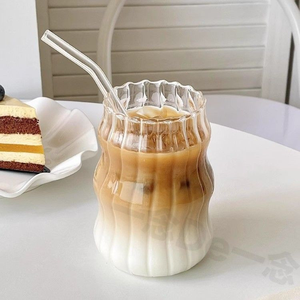 Vaso de vidrio para bebidas, <span class=keywords><strong>taza</strong></span> de café con pajita, vaso de vidrio personalizable de gran capacidad - Product Image 2