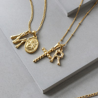 SSeeSY vrac plaqué or bijoux de mode pendentif breloques en acier inoxydable alphabet lettre initiale collier pendentif pour collier