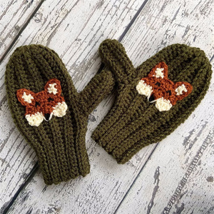 Moufles d'hiver personnalisées pour enfants Moufles d'animaux au crochet Mitaines de renard au crochet faites à la main pour enfants - Product Image 1