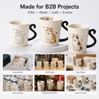 Taza de gres OEM con esmalte mate salpicado, logo en relieve, a prueba de fugas, apta para lavavajillas, estilo bohemio, venta al por menor de fábrica/boutique, café