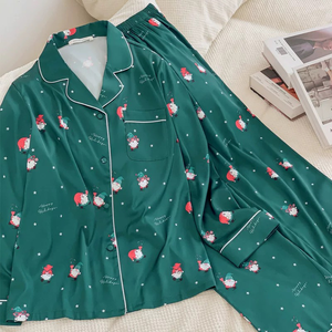 Best 2026 Wholesale Custom Women's <strong>Pyjamas</strong> Sleepwear <strong>Couple</strong> Green and Red Two Piece Matching <strong>Christmas</strong> Pajamas Set for Women - Product Image 2