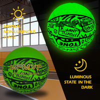 MPMVP Impression de logo personnalisable Basket-ball en caoutchouc lumineux à LED verte pour les jeux de nuit des adolescents