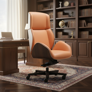 Silla de Oficina Ejecutiva Ergonómica Reclinable de Diseño Moderno Suoni, Respaldo Alto de Madera con Acabado en Cuero, Altura Ajustable, para Uso Doméstico - Product Image 5