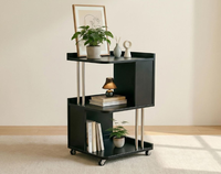 Table d'appoint mobile, petite table basse, table d'appoint pour canapé de salon, table d'appoint avec rangement et étagère à roulettes