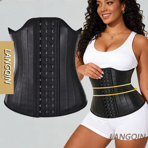 Ceinture amincissante Langqin grande taille avec armatures en acier, 96 % coton respirant, maintien ferme, gaine sculptante, logo personnalisé ODM, entraîneur de taille en latex - Product Image 1