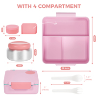 Boîte à lunch bento portable en plastique sans BPA, personnalisable, à plusieurs niveaux, compatible micro-ondes, pour enfants, avec compartiments de rangement pour aliments