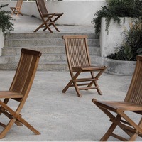 Ensemble de table et chaises de jardin en teck massif et métal, pliables et empilables, pour balcon, cour, plage, loisirs, style moderne