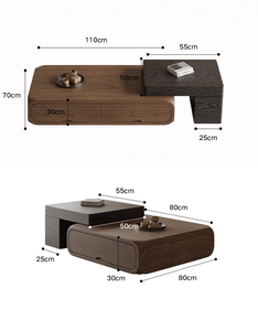 Tavolino da Caffè MYUZ Retrattile Quadrato con Contenitore, Stile Mid-Century Moderno, Colore <span class=keywords><strong>Noce</strong></span>, per Salotti di Piccoli Appartamenti - Product Image 5
