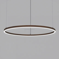 Lampe suspendue LED de 45 cm, forme circulaire, design anneau rond de 18 pouces, avec profil en aluminium noir courbé, respectueuse de l'environnement