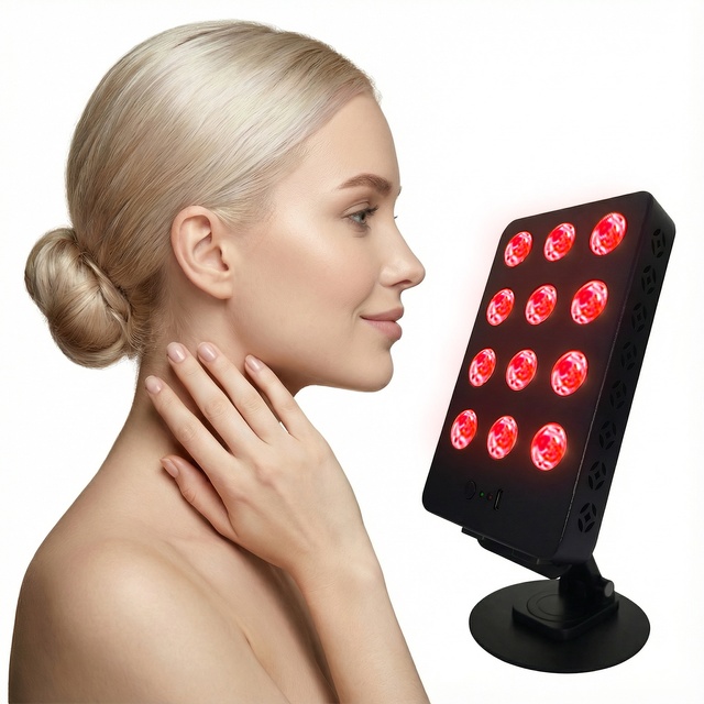Rechargeable Red Light Therapy for Face  660nm & 850nm 12led  Small Infrared Led Light Therapy Panel at Home and Office Use
