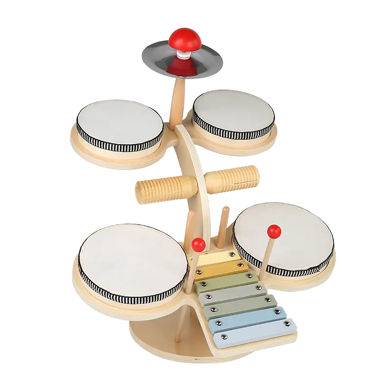 Musical Instrument Sensory Studying Drums Educational Toys Pop DIY Wooden Toys Kids Toys for Children