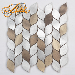 Carrelage de mosaïque en aluminium brossé motif feuille Style minimaliste botanique métal Design moderne décor à la maison Accent revêtement de façade murale - Product Image 3
