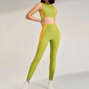 Conjunto de Yoga para Mujer, Talla Grande, Cintura Elástica, 2 Piezas, Ropa Deportiva, Spandex/Nailon, Transpirable - Product Image 1