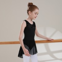 Nouveaux arrivages Vente à chaud Populaire en gros Burn Out Motifs floraux Blanc Spandex Nylon Danse Ballet Robe pour les filles