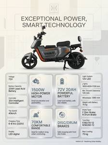 72V 1500W Motorrad 20AH Blei-Säure-Batterie 70km Reichweite 45km/h Hochgeschwindigkeits-Roller für Erwachsene - Product Image 3