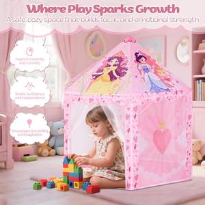 Nouvelle tente de jeu pour filles en forme d'hexagone, grand château d'intérieur, espace de jeu imaginatif et rêveur pour les enfants de 3 à 8 ans - Product Image 4