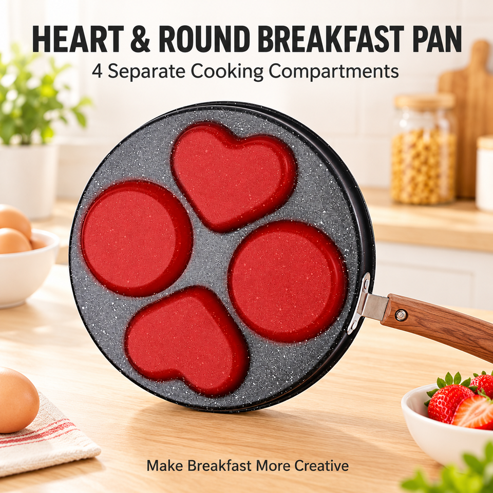 Black Breakfast Cooker Pan for Eggs Pancakes Bacon 4 Cup Nonstick Egg ...