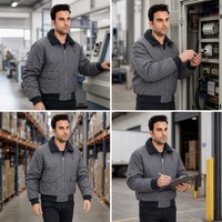 Blouson d'hiver pour homme avec col en sherpa et logo personnalisé, doublure matelassée, vêtements de travail industriels chauds, uniforme