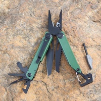 Couteau pliant multifonctionnel vert pour extérieur, pinces EDC, outil combiné de camping avec boucle de sécurité pour usage domestique et bricolage