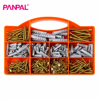 Kit d'assortiment de 206 vis pour chevilles murales en acier, vis pour panneaux de particules, chevilles murales PE, vis en acier zingué jaune, polyvalent